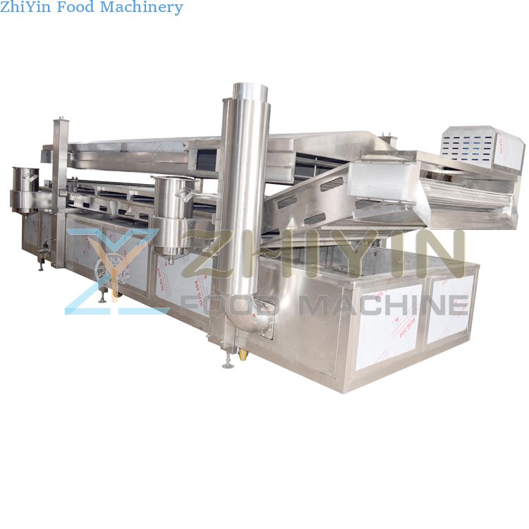Automatic Continuous Gas Frying Machine Industrial Stainless Steel French Fries Potato Chips Meatloaf Vegetable Frying Machine