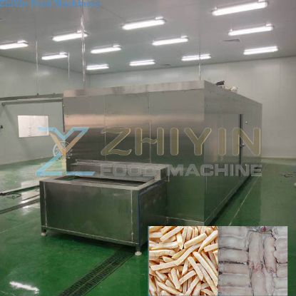 Industrial French fries frozen line, seafood fluidized frozen machine, tunnel type food low temperature freezer