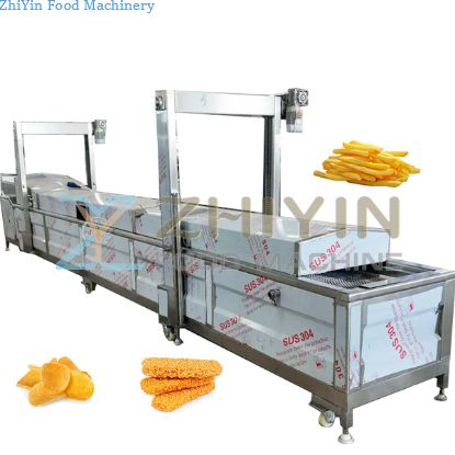 Automatic Potato Finger Chips Deep Fryer Continuous Conveyor Belt Dough Falafel Frying Machine