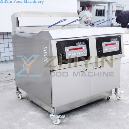 Automatic double basket frying machine Fried chicken pieces frying machine